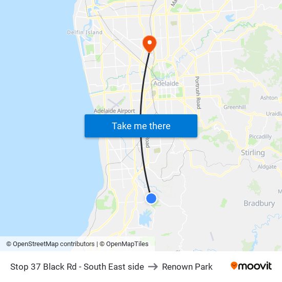 Stop 37 Black Rd - South East side to Renown Park map