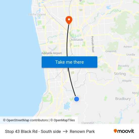 Stop 43 Black Rd - South side to Renown Park map