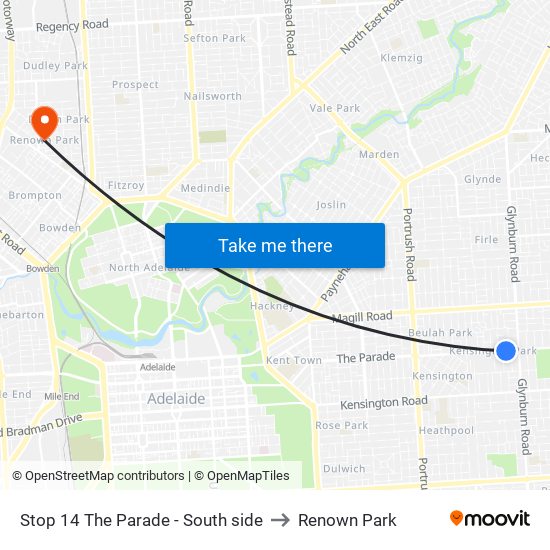 Stop 14 The Parade - South side to Renown Park map