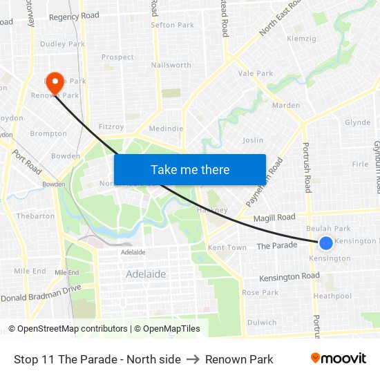 Stop 11 The Parade - North side to Renown Park map