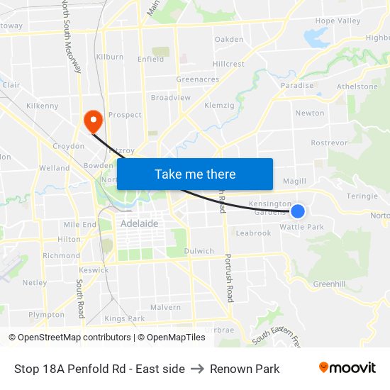 Stop 18A Penfold Rd - East side to Renown Park map