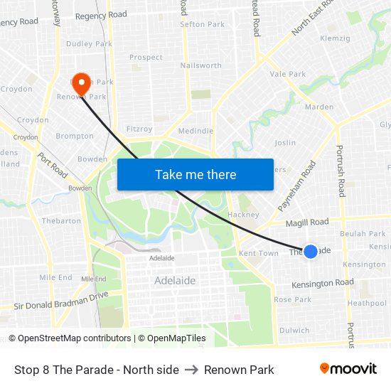 Stop 8 The Parade - North side to Renown Park map