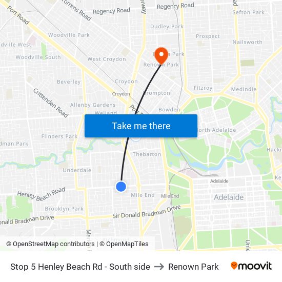 Stop 5 Henley Beach Rd - South side to Renown Park map