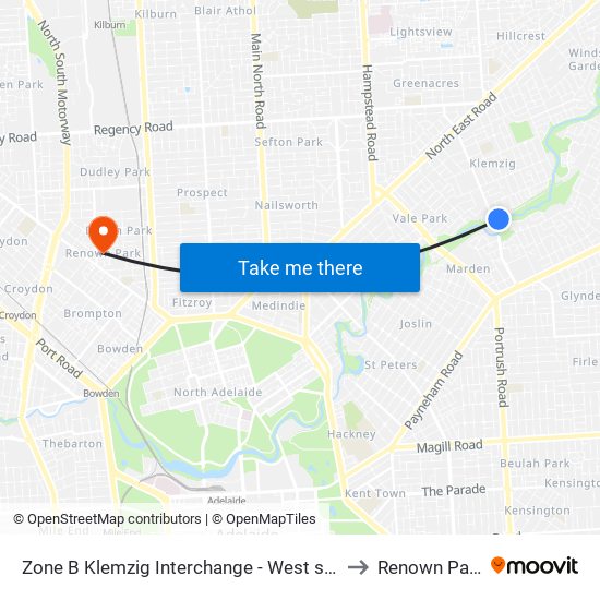 Zone B Klemzig Interchange - West side to Renown Park map