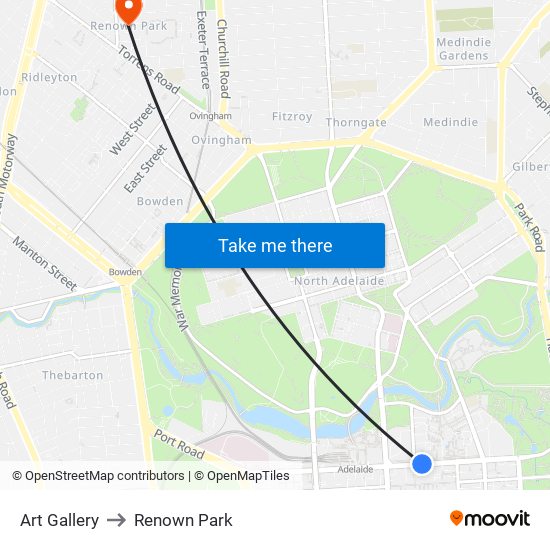 Art Gallery to Renown Park map