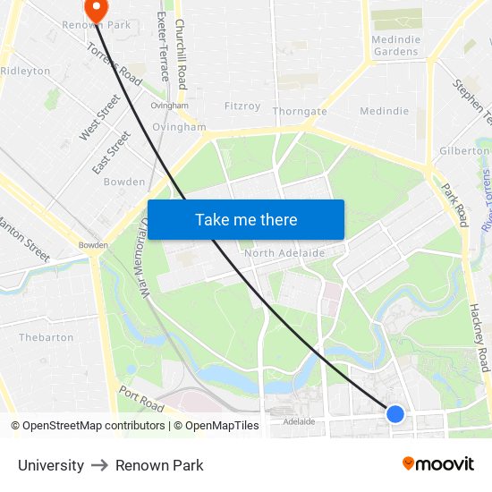 University to Renown Park map