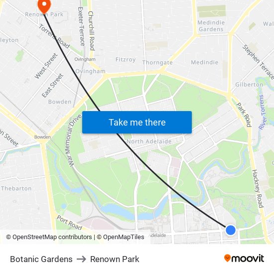 Botanic Gardens to Renown Park map