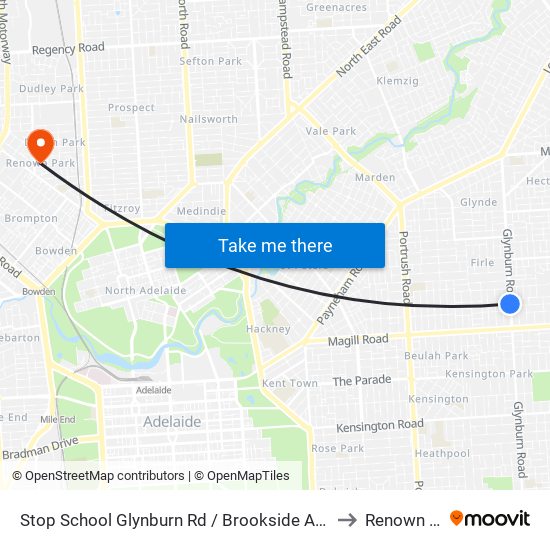 Stop School Glynburn Rd / Brookside Ave - West side to Renown Park map