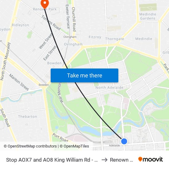 Stop AOX7 and AO8 King William Rd - East side to Renown Park map