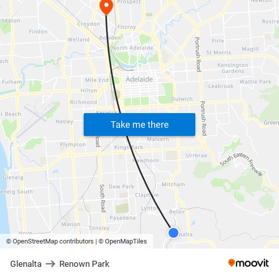 Glenalta to Renown Park map