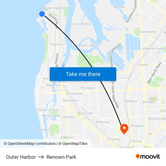 Outer Harbor to Renown Park map