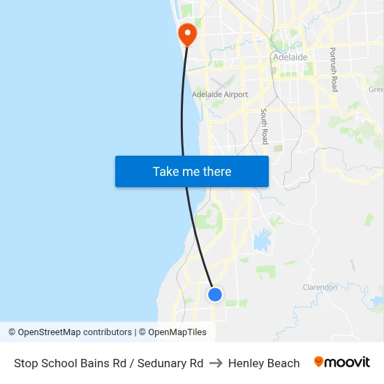 Stop School Bains Rd / Sedunary Rd to Henley Beach map