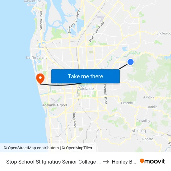 Stop School St Ignatius Senior College Manresa Ct to Henley Beach map