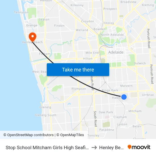 Stop School Mitcham Girls High Seafield Av to Henley Beach map