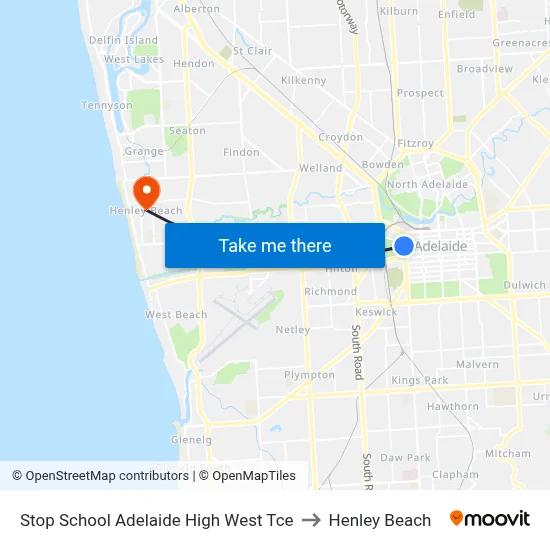 Stop School Adelaide High West Tce to Henley Beach map
