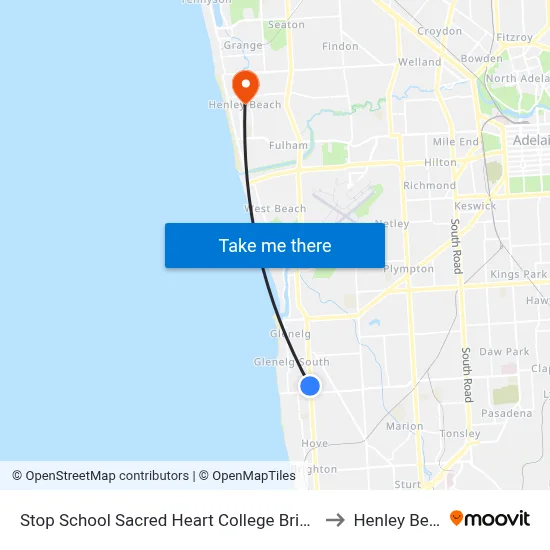 Stop School Sacred Heart College Brighton Rd to Henley Beach map