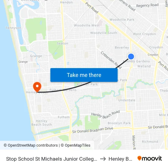 Stop School St Michaels Junior College East Av to Henley Beach map