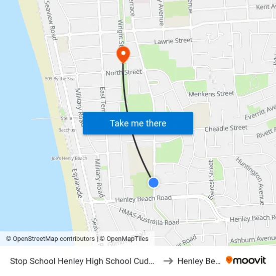 Stop School Henley High School Cudmore Tce to Henley Beach map