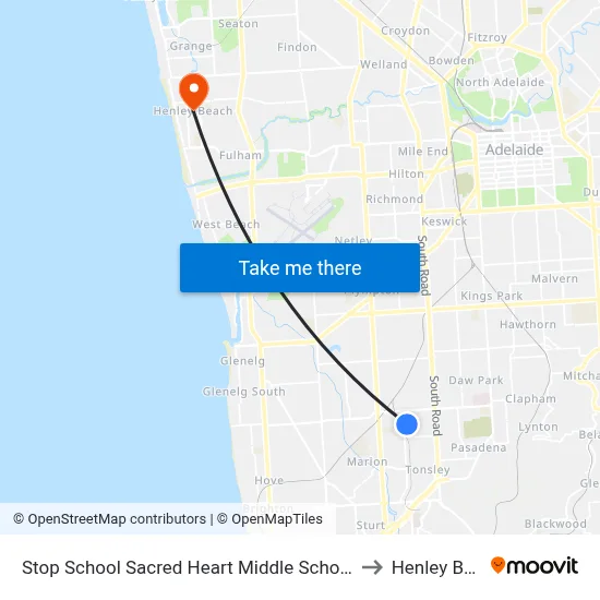 Stop School Sacred Heart Middle School Percy Av to Henley Beach map