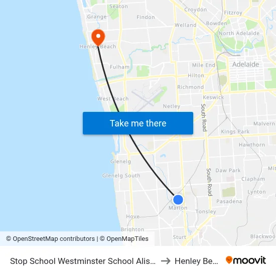 Stop School Westminster School Alison Av to Henley Beach map