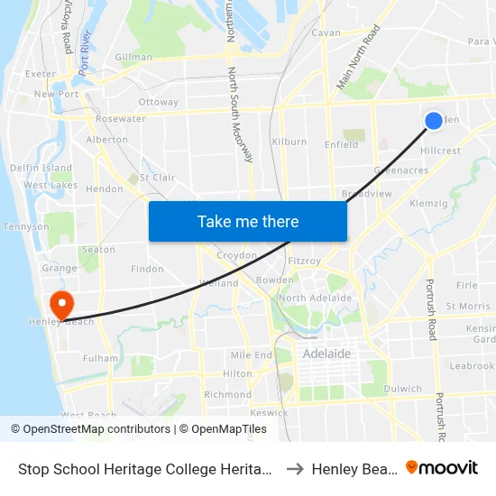 Stop School Heritage College Heritage Ct to Henley Beach map