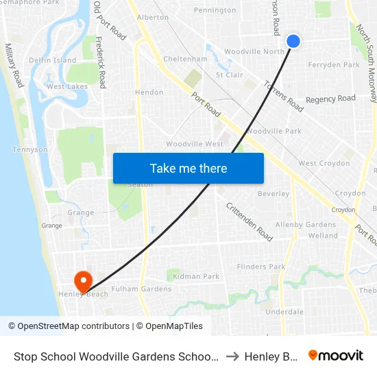 Stop School Woodville Gardens School Ridley Gr to Henley Beach map