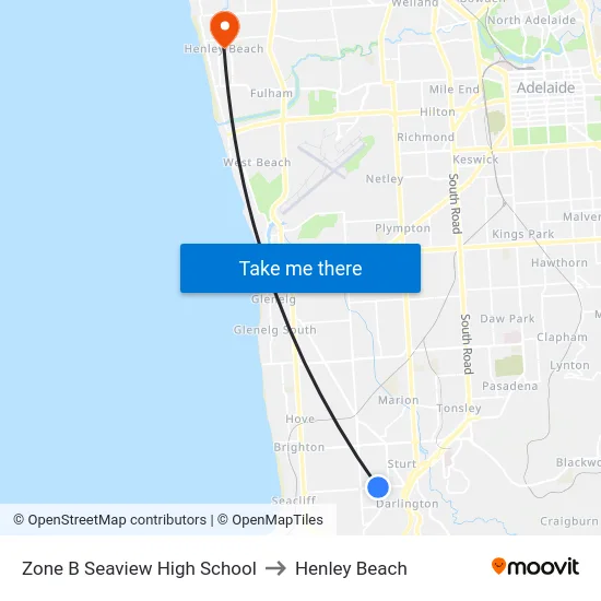 Zone B Seaview High School to Henley Beach map