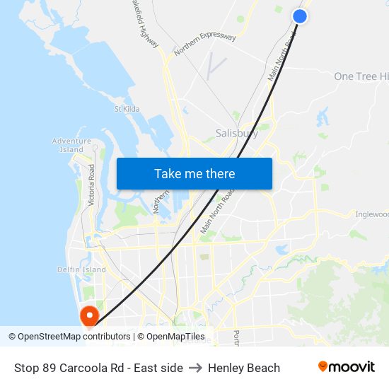 Stop 89 Carcoola Rd - East side to Henley Beach map