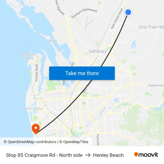 Stop 85 Craigmore Rd - North side to Henley Beach map