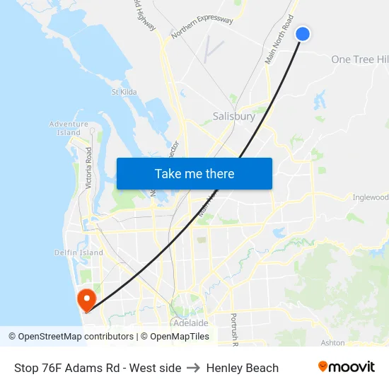 Stop 76F Adams Rd - West side to Henley Beach map