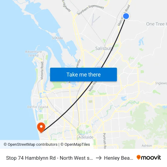 Stop 74 Hamblynn Rd - North West side to Henley Beach map
