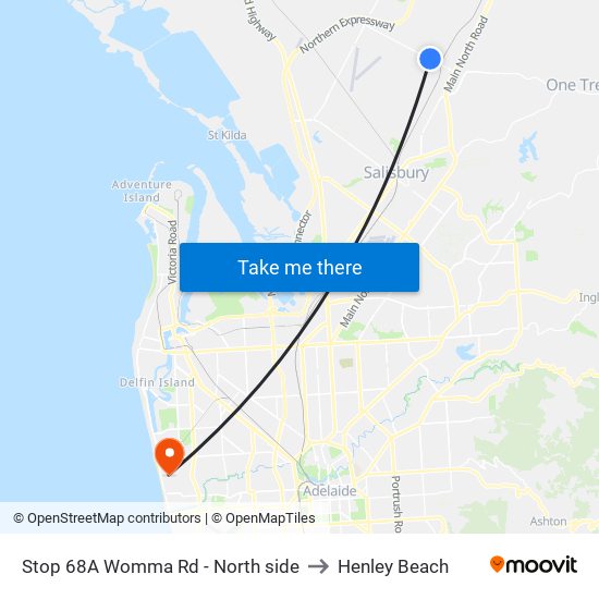 Stop 68A Womma Rd - North side to Henley Beach map