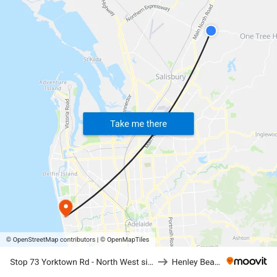 Stop 73 Yorktown Rd - North West side to Henley Beach map