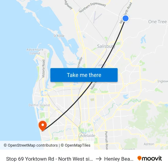 Stop 69 Yorktown Rd - North West side to Henley Beach map