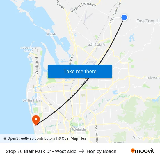 Stop 76 Blair Park Dr - West side to Henley Beach map