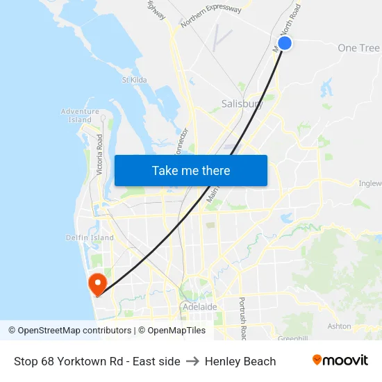 Stop 68 Yorktown Rd - East side to Henley Beach map