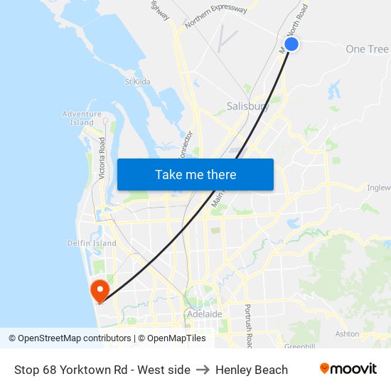 Stop 68 Yorktown Rd - West side to Henley Beach map