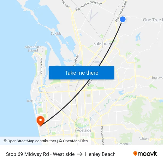 Stop 69 Midway Rd - West side to Henley Beach map