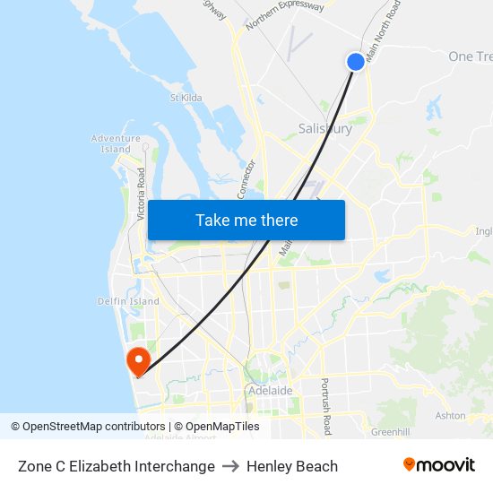 Zone C Elizabeth Interchange to Henley Beach map