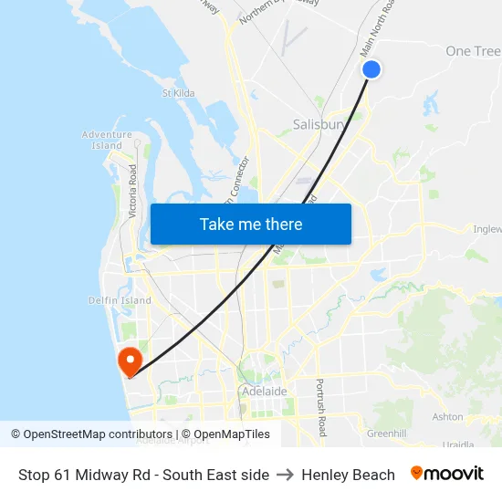 Stop 61 Midway Rd - South East side to Henley Beach map