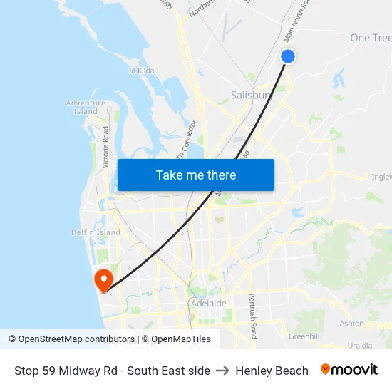Stop 59 Midway Rd - South East side to Henley Beach map