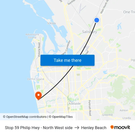 Stop 59 Philip Hwy - North West side to Henley Beach map