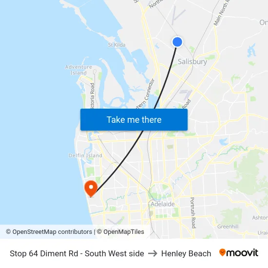Stop 64 Diment Rd - South West side to Henley Beach map