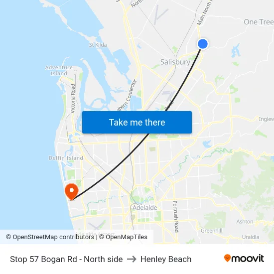 Stop 57 Bogan Rd - North side to Henley Beach map