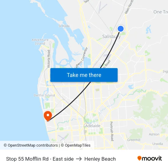 Stop 55 Mofflin Rd - East side to Henley Beach map