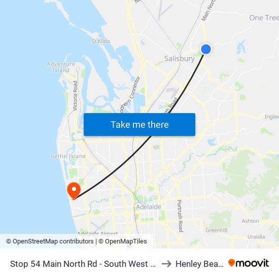 Stop 54 Main North Rd - South West side to Henley Beach map