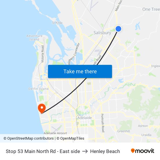 Stop 53 Main North Rd - East side to Henley Beach map