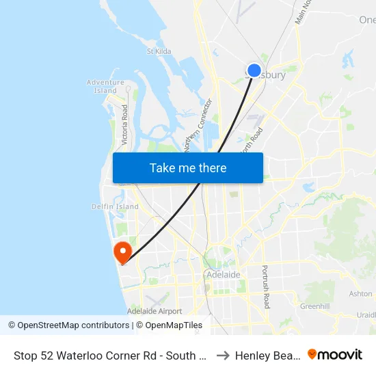 Stop 52 Waterloo Corner Rd - South side to Henley Beach map