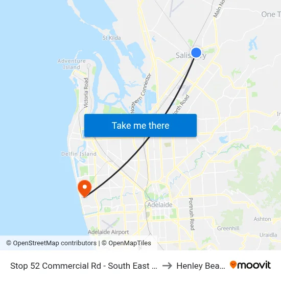Stop 52 Commercial Rd - South East side to Henley Beach map