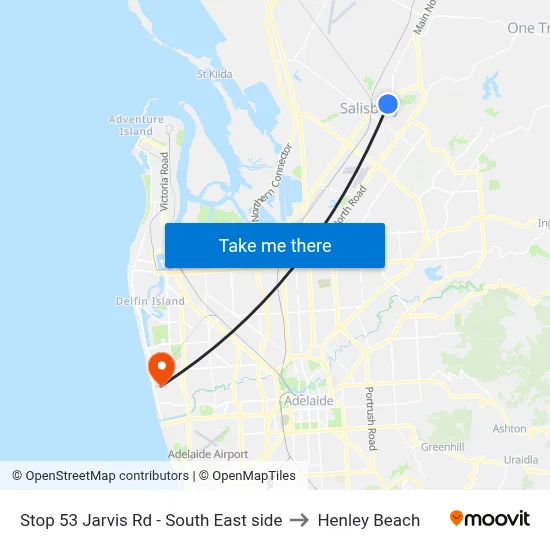 Stop 53 Jarvis Rd - South East side to Henley Beach map
